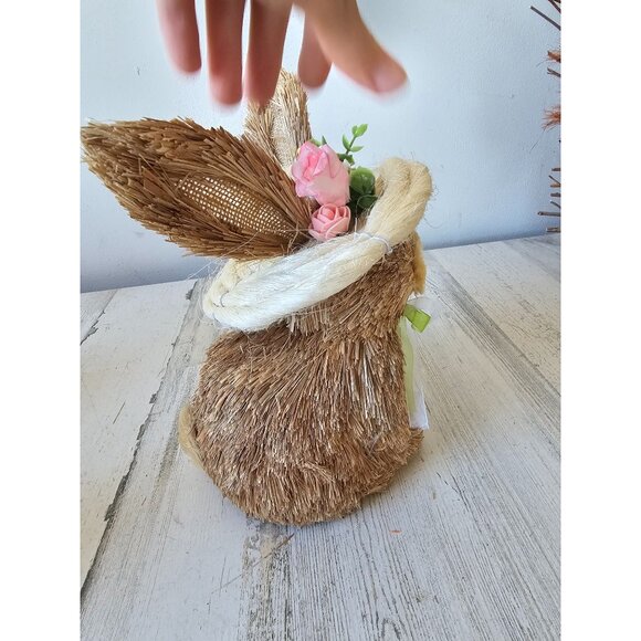 Vintage Pier sisal bottle brush Easter bunny rabbit spring decor hat flowers sta - Picture 4 of 9